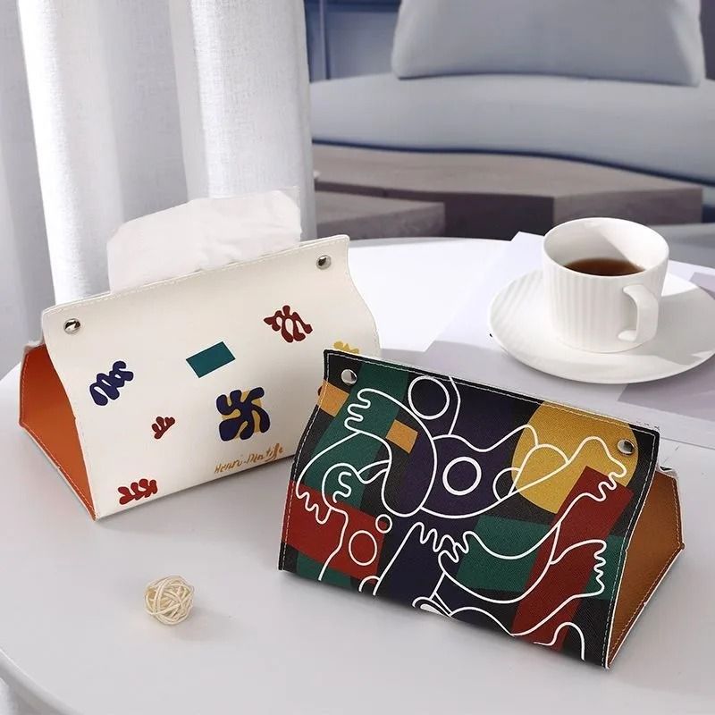Minimalist PU Leather Tissue Box Cover Elegant Home Office Organizer 1