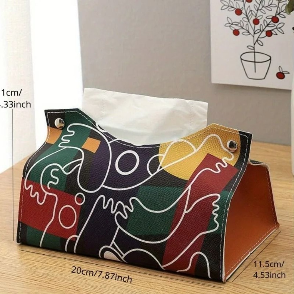Minimalist PU Leather Tissue Box Cover Elegant Home Office Organizer 2