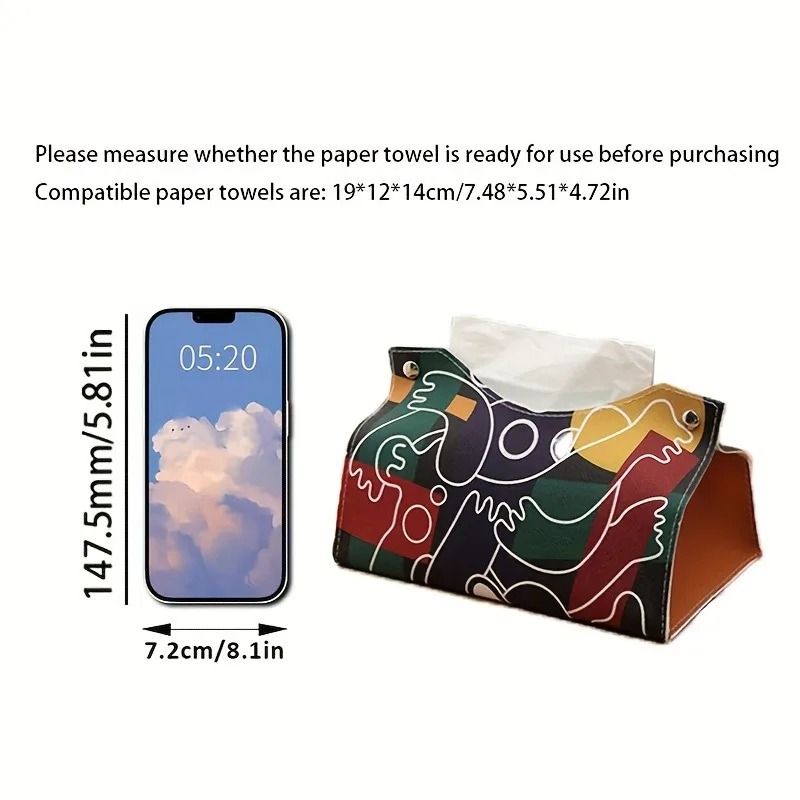 Minimalist PU Leather Tissue Box Cover Elegant Home Office Organizer 3