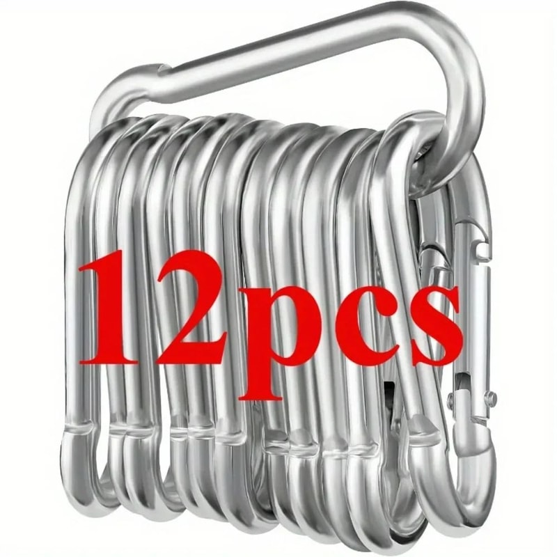 12Piece IndustrialStrength Carabiner Set RustResistant MultiPurpose Snap Hooks 1