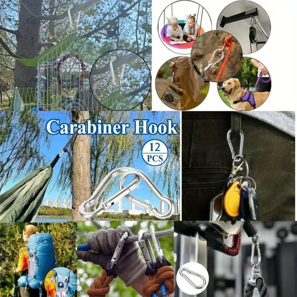 12Piece IndustrialStrength Carabiner Set RustResistant MultiPurpose Snap Hooks 5