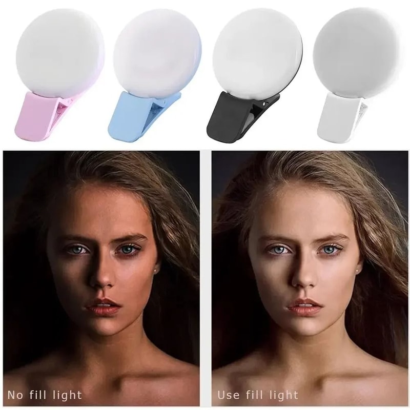 Portable Mini LED Selfie Ring Light ThreeMode Dimmable ClipOn Fill Light 3