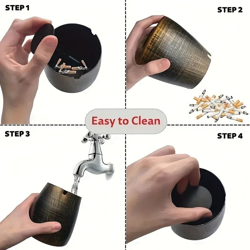 VintageInspired Windproof Metal Ashtray Odorless Smokeless Design For Home Office 3