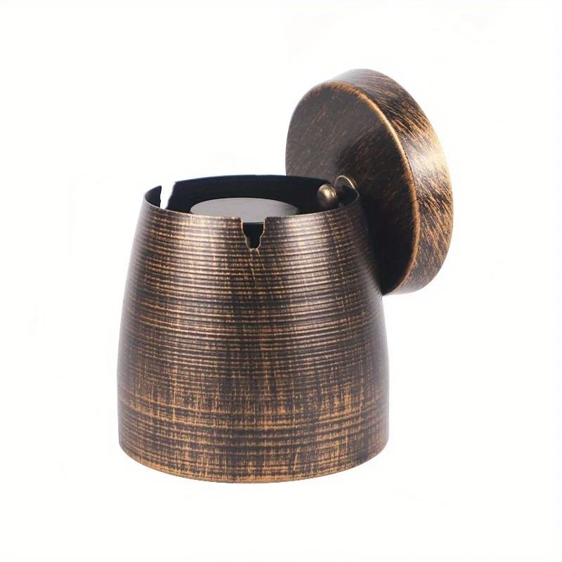 VintageInspired Windproof Metal Ashtray Odorless Smokeless Design For Home Office 6