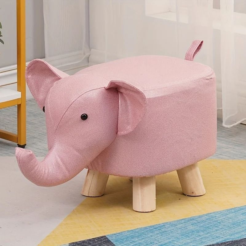 Creative Elephant Stool Solid Wood TechCloth Animal Footrest For Children 7