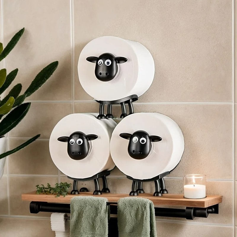 3D Printed SheepShaped Toilet Paper Holder Whimsical Freestanding Bathroom Decor 1