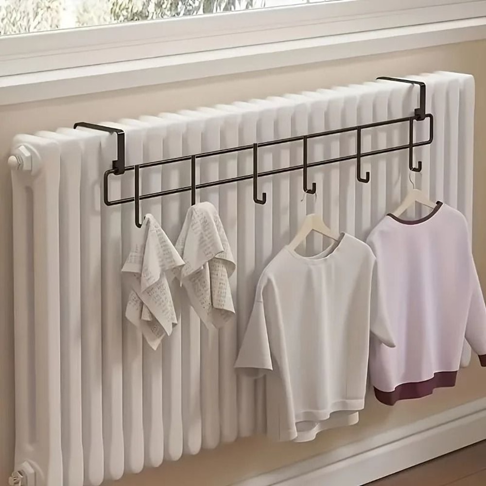WallMounted Heater Drying Rack HeavyDuty Metal Hanging Rod For Winter Essentials 4