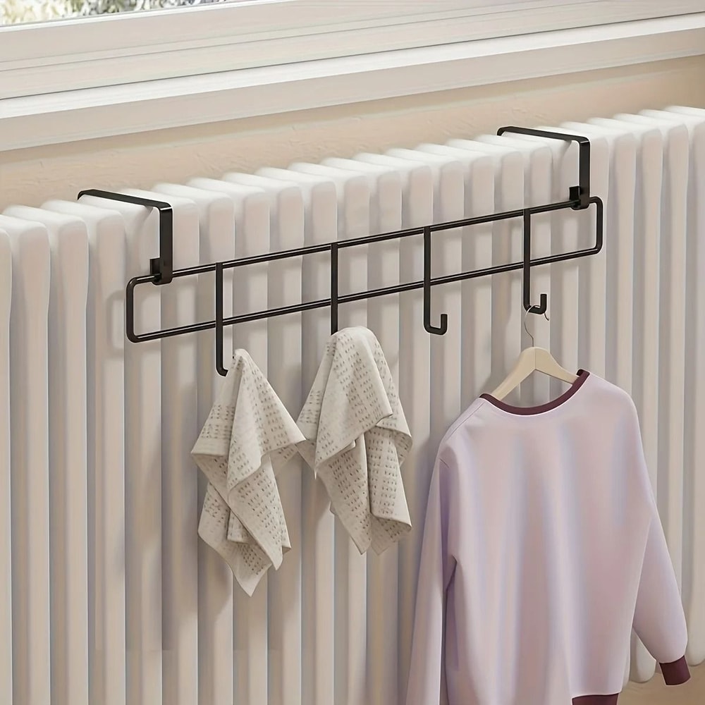 WallMounted Heater Drying Rack HeavyDuty Metal Hanging Rod For Winter Essentials 8
