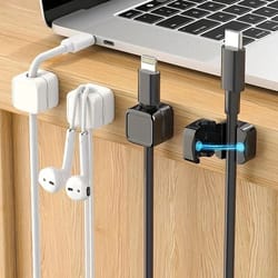 10pcs magnetic cable organizer set – punch-free desktop & car cord clips