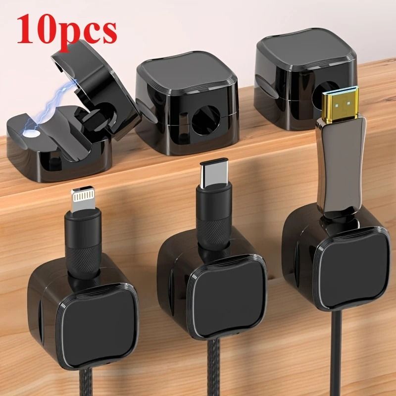 10pcs Magnetic Cable Organizer Set PunchFree Desktop Car Cord Clips 6