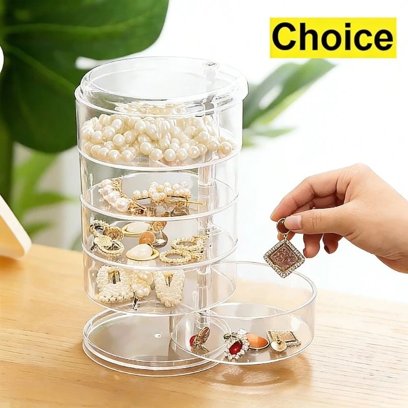 5Layer Rotating Jewelry Organizer Compact Hair Accessory Makeup Display Case 0
