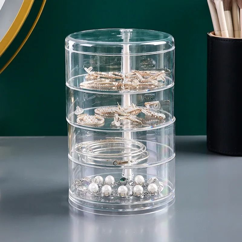 5Layer Rotating Jewelry Organizer Compact Hair Accessory Makeup Display Case 5