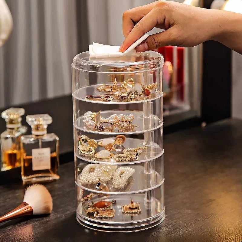 5Layer Rotating Jewelry Organizer Compact Hair Accessory Makeup Display Case 6