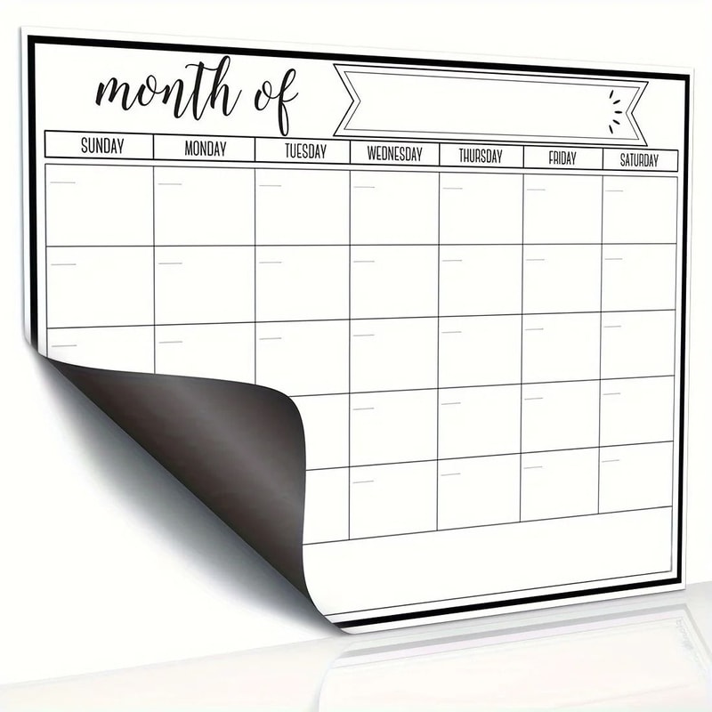 Magnetic Fridge Calendar Strong Magnetic Backing Smooth Dry Erase Surface 0