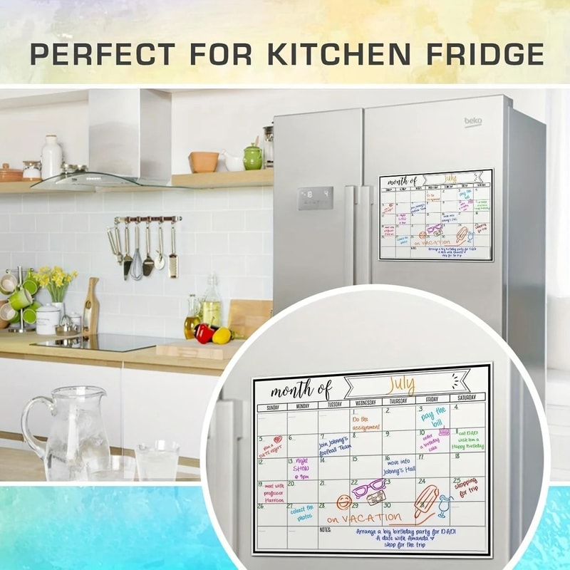 Magnetic Fridge Calendar Strong Magnetic Backing Smooth Dry Erase Surface 2