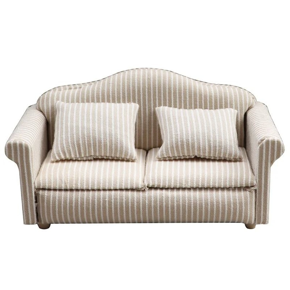 Miniature Dollhouse Sofa Set Elegant Living Room Furniture With Pillows 8