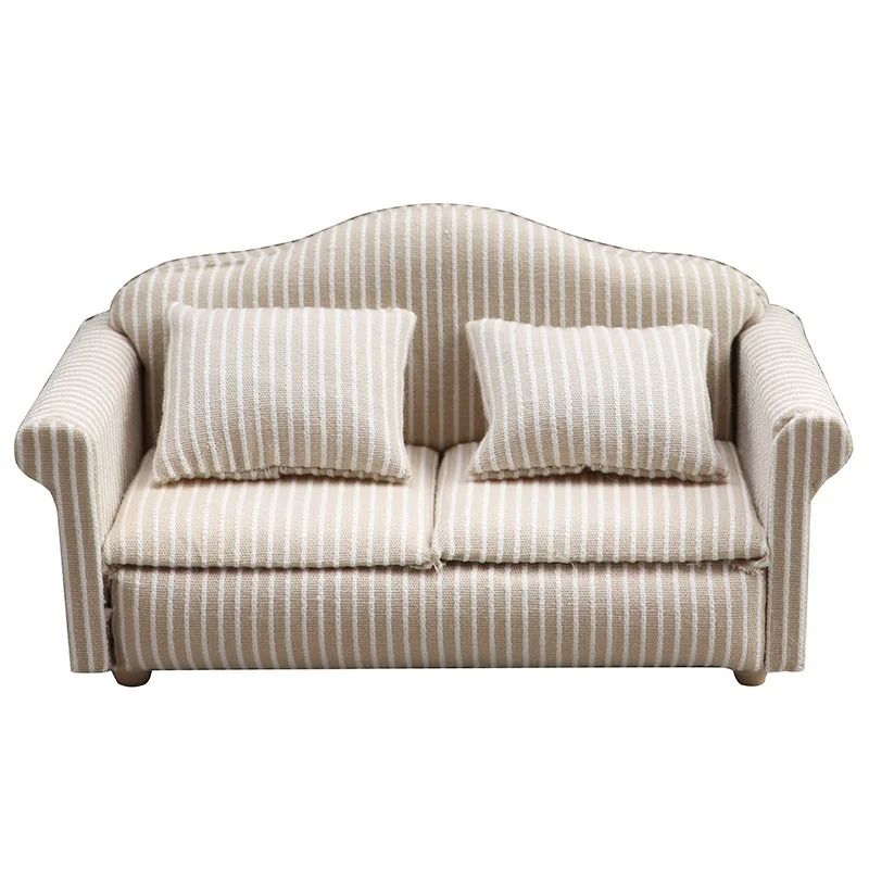 Miniature Dollhouse Sofa Set Elegant Living Room Furniture With Pillows 8