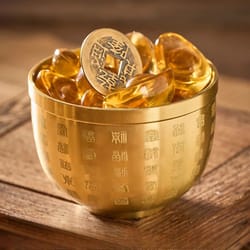 gold feng shui hundred blessings bowl – exquisite copper craftsmanship & prosperity decor