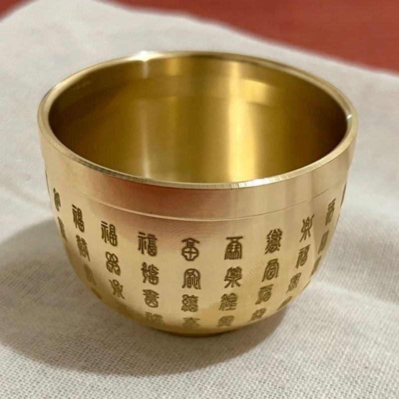 Gold Feng Shui Hundred Blessings Bowl Exquisite Copper Craftsmanship Prosperity Decor 4