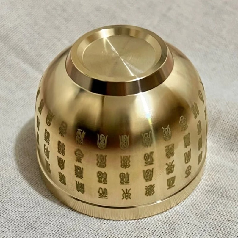 Gold Feng Shui Hundred Blessings Bowl Exquisite Copper Craftsmanship Prosperity Decor 6