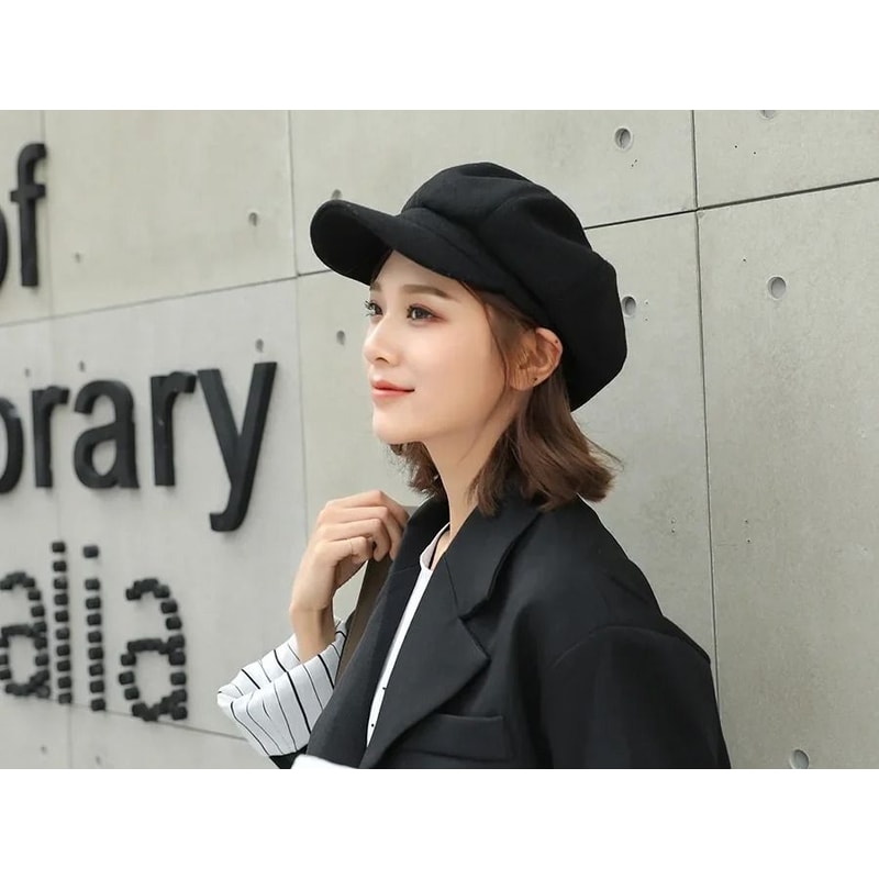 Wool Blend Octagonal Newsboy Cap Classic Autumn Winter Beret For Men And Women 6