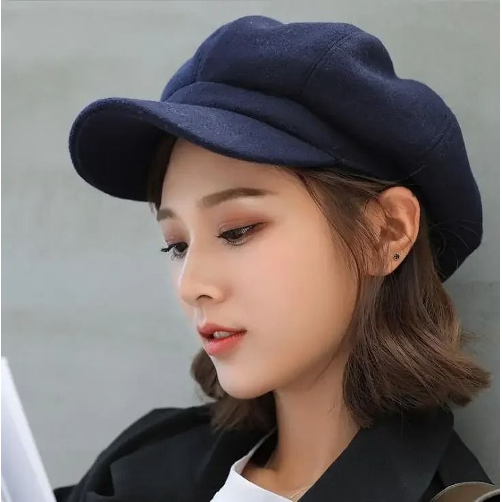 Wool Blend Octagonal Newsboy Cap Classic Autumn Winter Beret For Men And Women 7