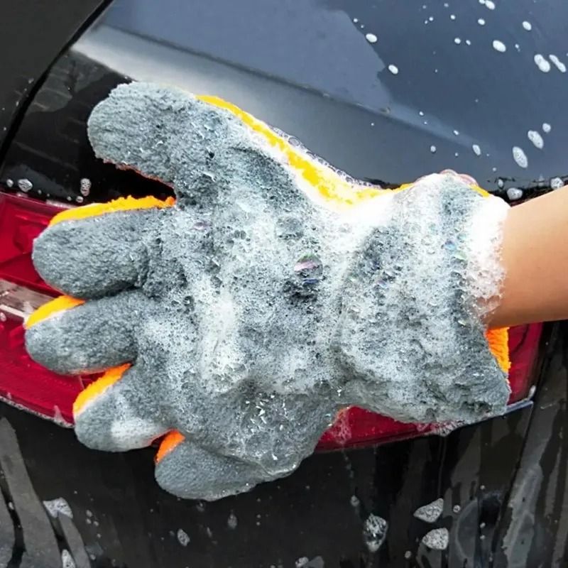 Premium DoubleSided Coral Fleece Car Cleaning Gloves ScratchFree 5Finger Wash Mitts 1