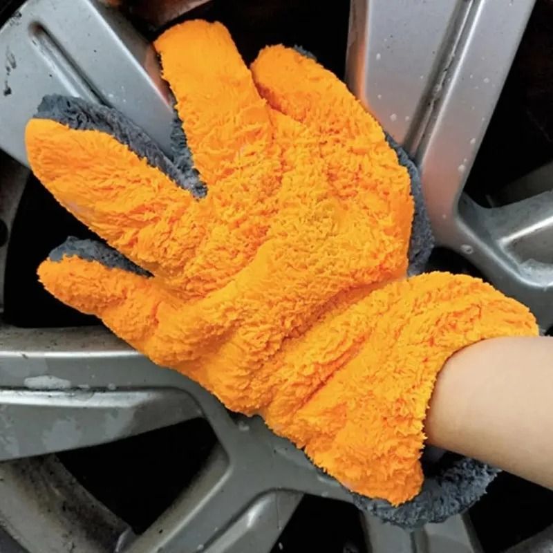Premium DoubleSided Coral Fleece Car Cleaning Gloves ScratchFree 5Finger Wash Mitts 3