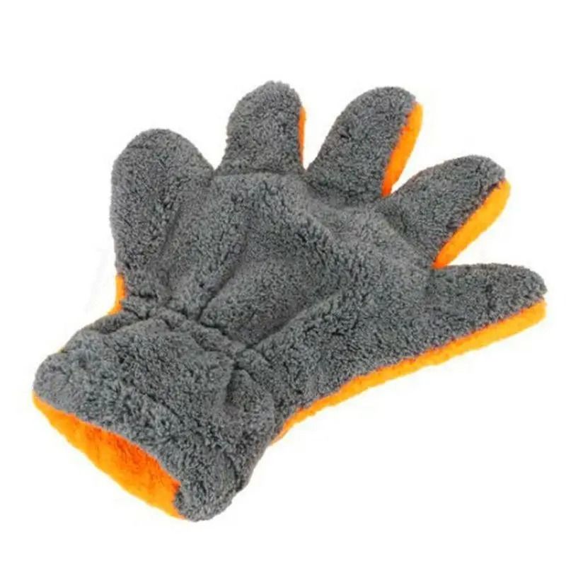Premium DoubleSided Coral Fleece Car Cleaning Gloves ScratchFree 5Finger Wash Mitts 6