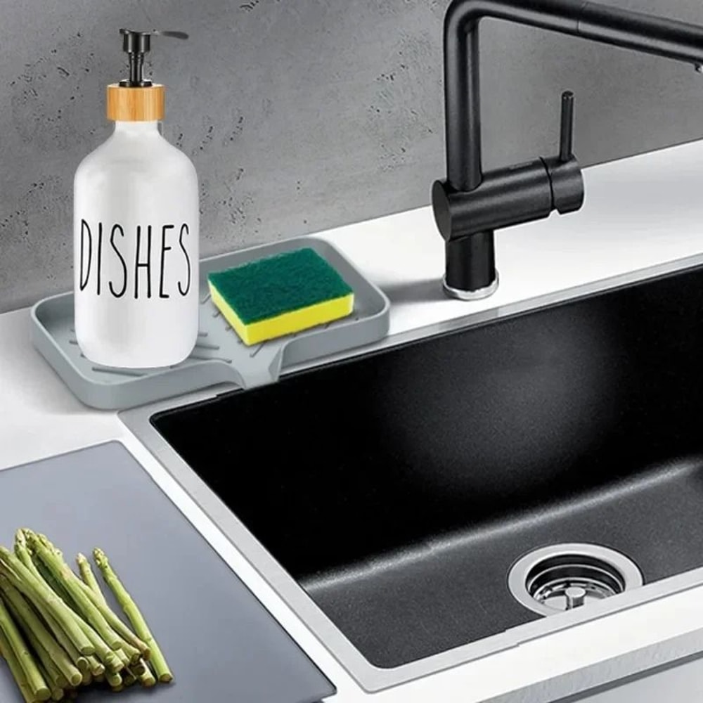 Silicone Kitchen Sink Sponge Holder SelfDraining AntiSlip Soap Dish 4