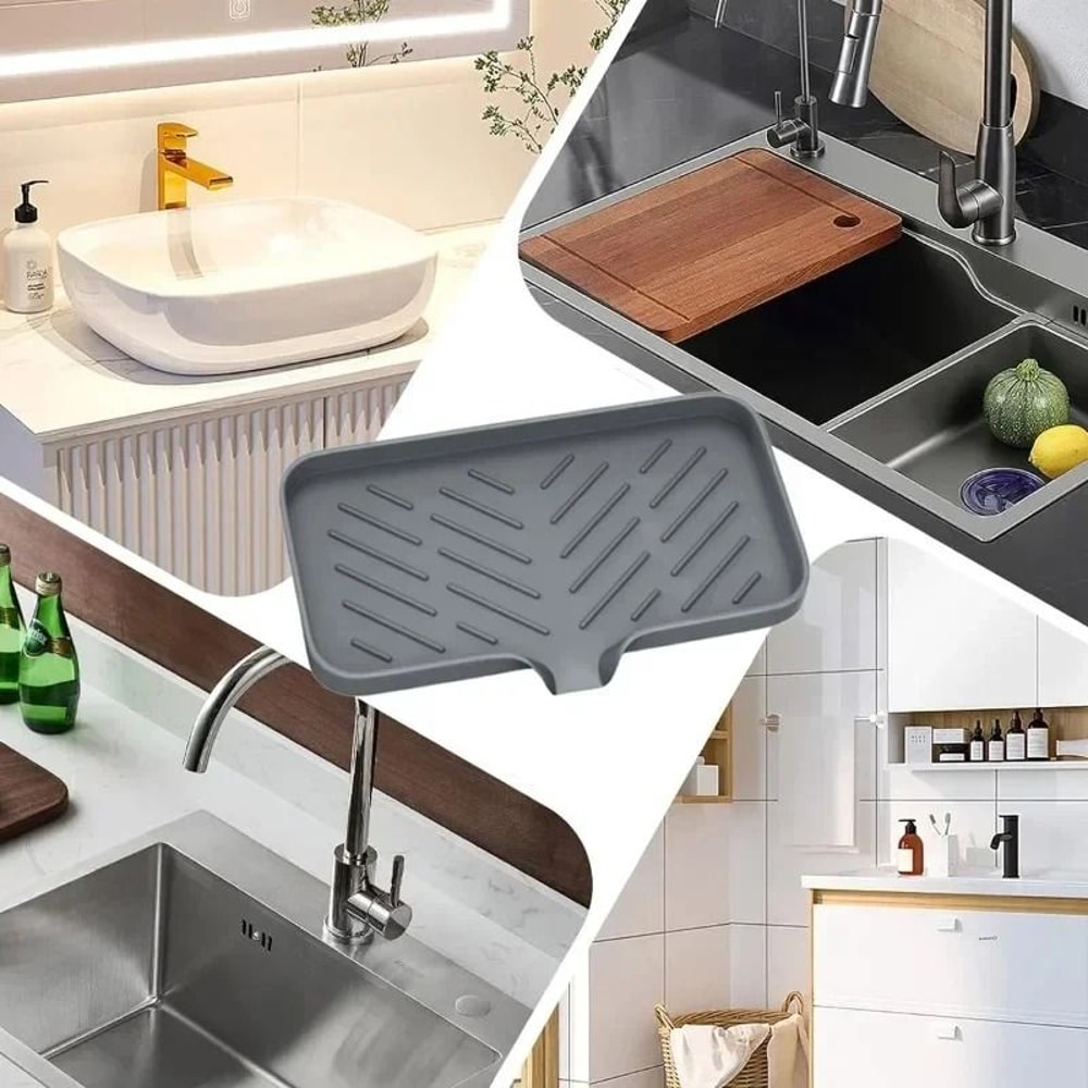 Silicone Kitchen Sink Sponge Holder SelfDraining AntiSlip Soap Dish 6