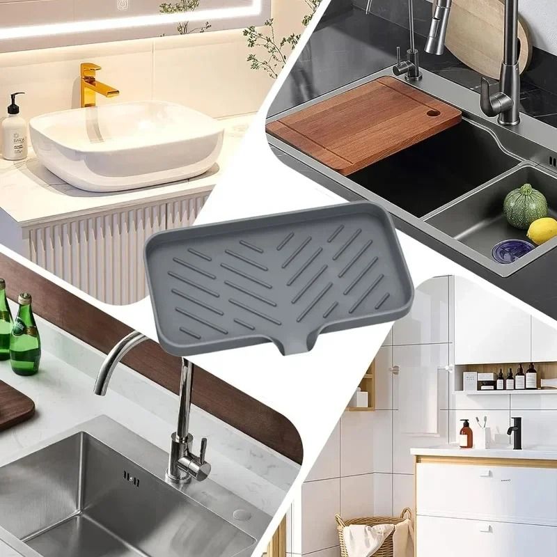 Silicone Kitchen Sink Sponge Holder SelfDraining AntiSlip Soap Dish 6