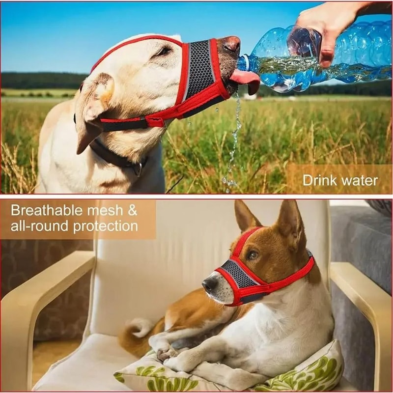 Breathable Adjustable Dog Muzzle Soft Mesh AntiBite AntiChewing Guard 2
