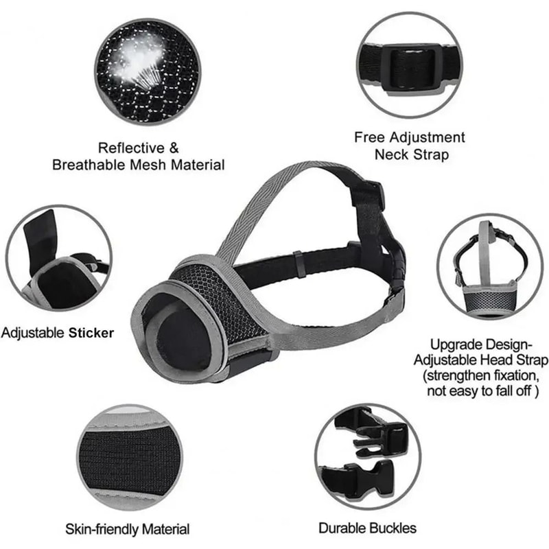 Breathable Adjustable Dog Muzzle Soft Mesh AntiBite AntiChewing Guard 4