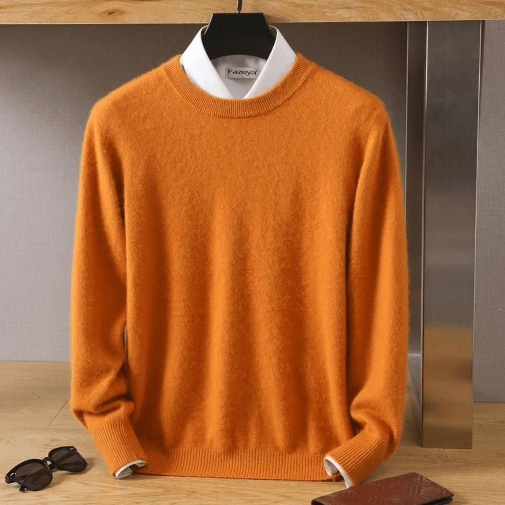 Mens Pure Mink Cashmere Sweater O Neck Knit Pullover For Autumn And Winter 5