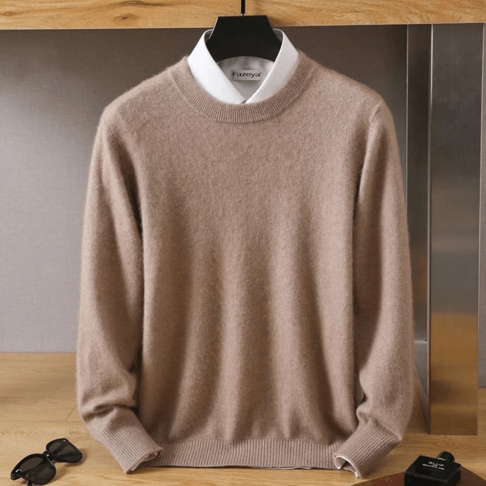Mens Pure Mink Cashmere Sweater O Neck Knit Pullover For Autumn And Winter 9