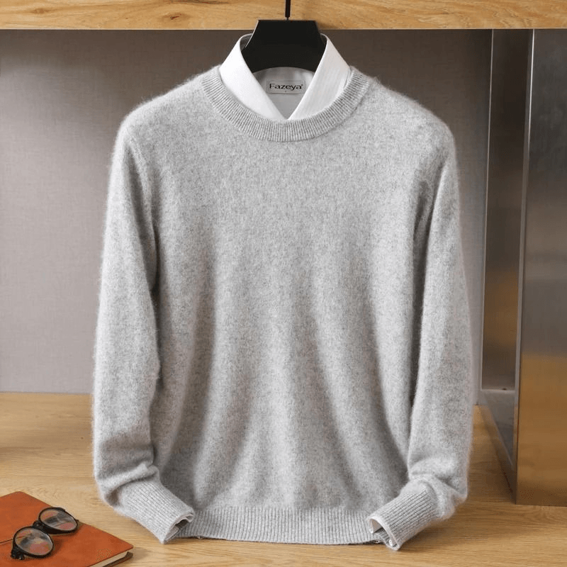 Mens Pure Mink Cashmere Sweater O Neck Knit Pullover For Autumn And Winter 15