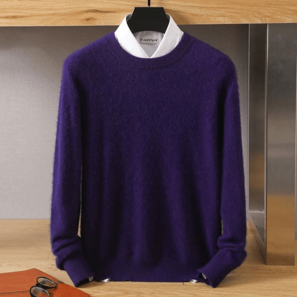 Mens Pure Mink Cashmere Sweater O Neck Knit Pullover For Autumn And Winter 16