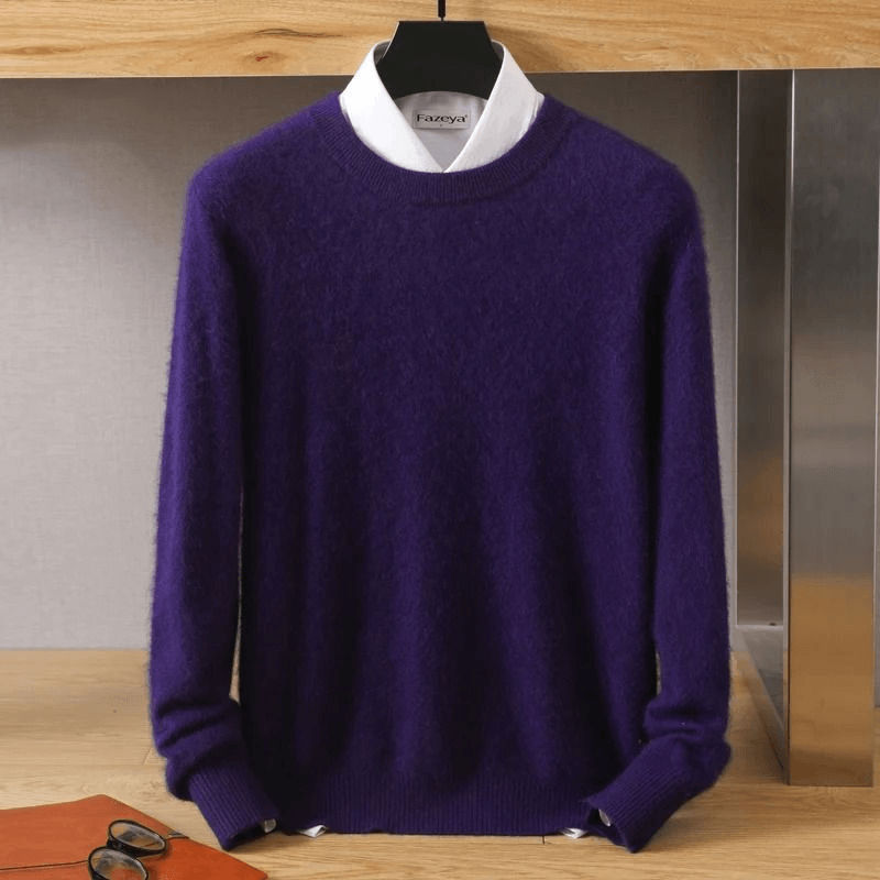 Mens Pure Mink Cashmere Sweater O Neck Knit Pullover For Autumn And Winter 16