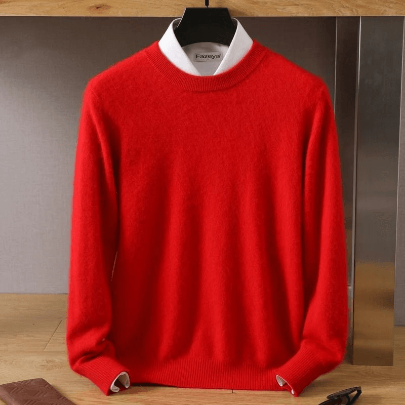 Mens Pure Mink Cashmere Sweater O Neck Knit Pullover For Autumn And Winter 18