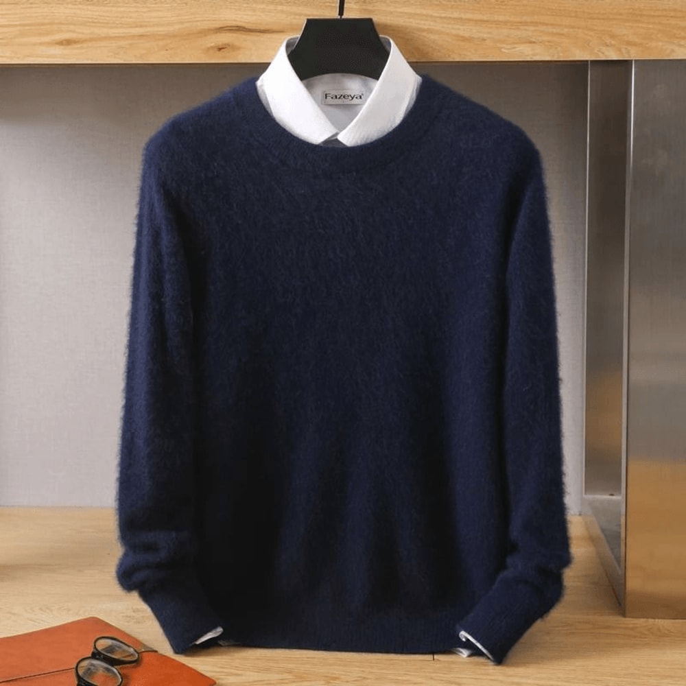 Mens Pure Mink Cashmere Sweater O Neck Knit Pullover For Autumn And Winter 19