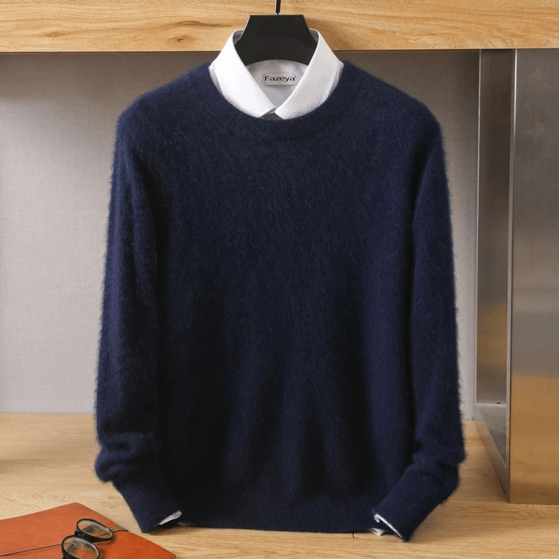 Mens Pure Mink Cashmere Sweater O Neck Knit Pullover For Autumn And Winter 19