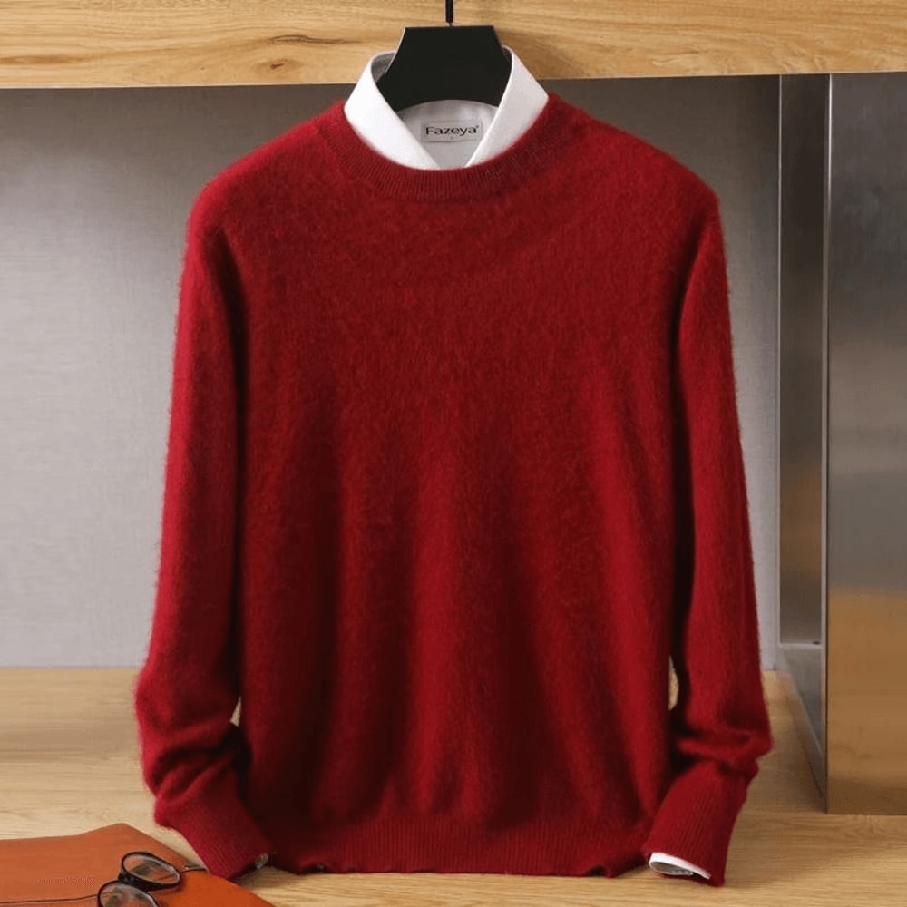 Mens Pure Mink Cashmere Sweater O Neck Knit Pullover For Autumn And Winter 23