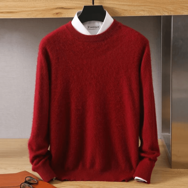 Mens Pure Mink Cashmere Sweater O Neck Knit Pullover For Autumn And Winter 23