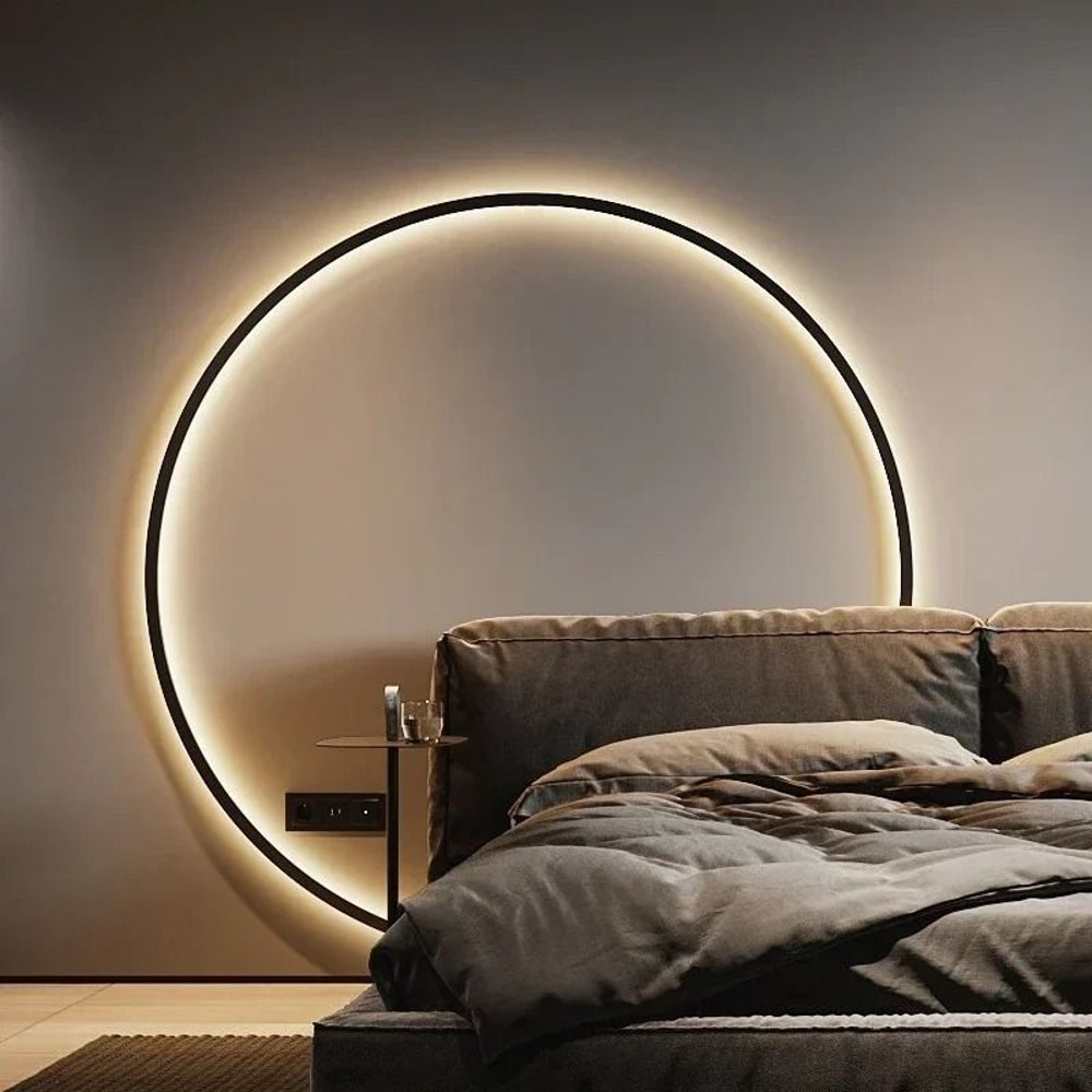 Modern Large Circle LED Wall Sconce Sleek Tricolor Indoor Lighting 1