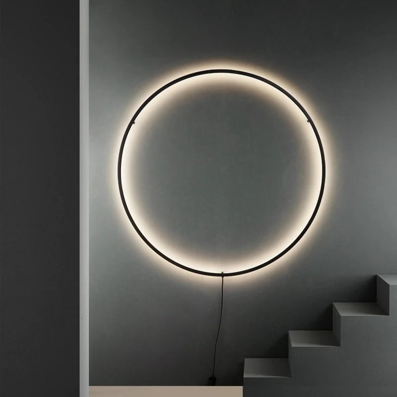 Modern Large Circle LED Wall Sconce Sleek Tricolor Indoor Lighting 3