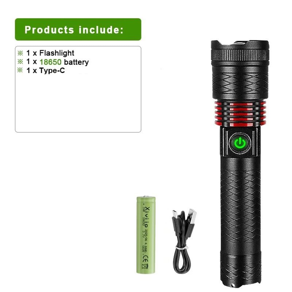 Super Bright LED Flashlight HighPower Rechargeable Zoomable Torch 11