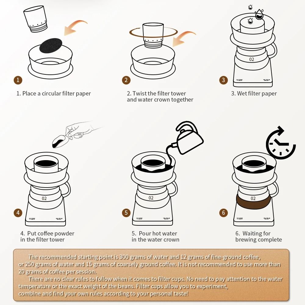 Coffee Brewer Cup Detachable Espresso Filter With Replacement Papers 6