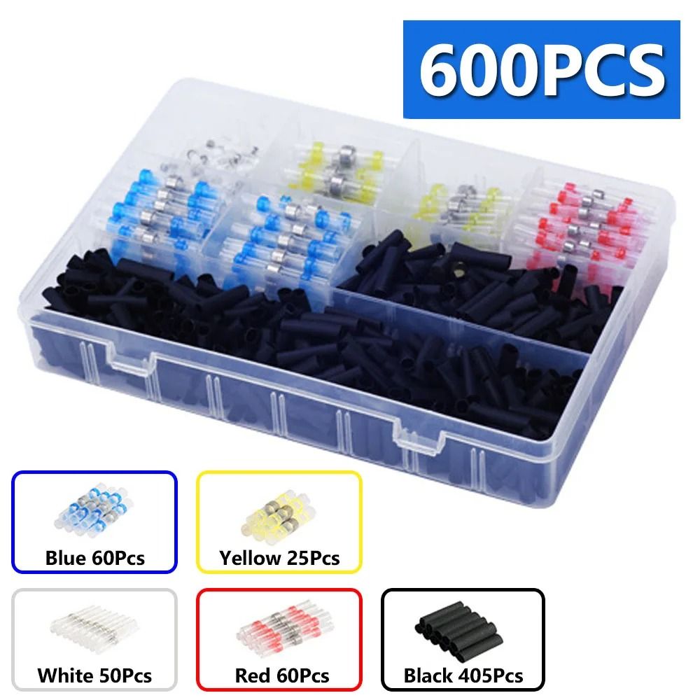 Solder Seal Heat Shrink Butt Wire Connectors Waterproof Electrical Splice Kit 10