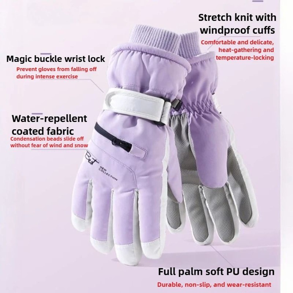 Winter Cycling Ski Gloves Waterproof Thermal Protection With Touchscreen Pocket 3